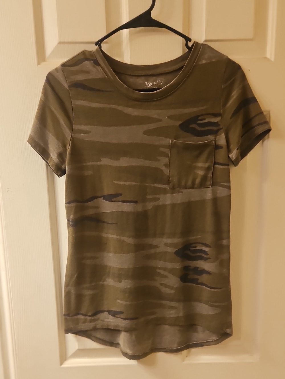 Zoe + Liv Green Camo Pocket Tee